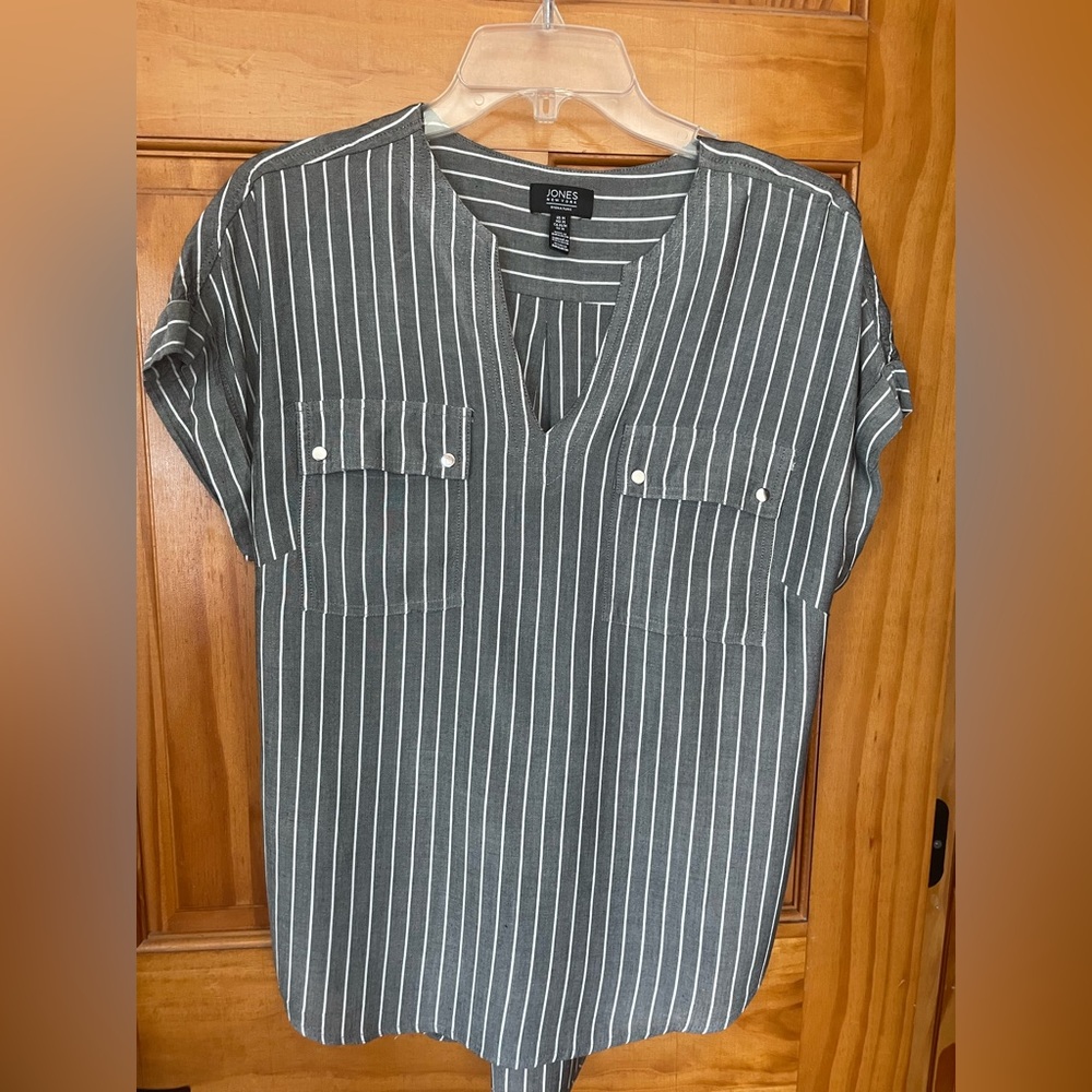 Ladies striped gray blouse